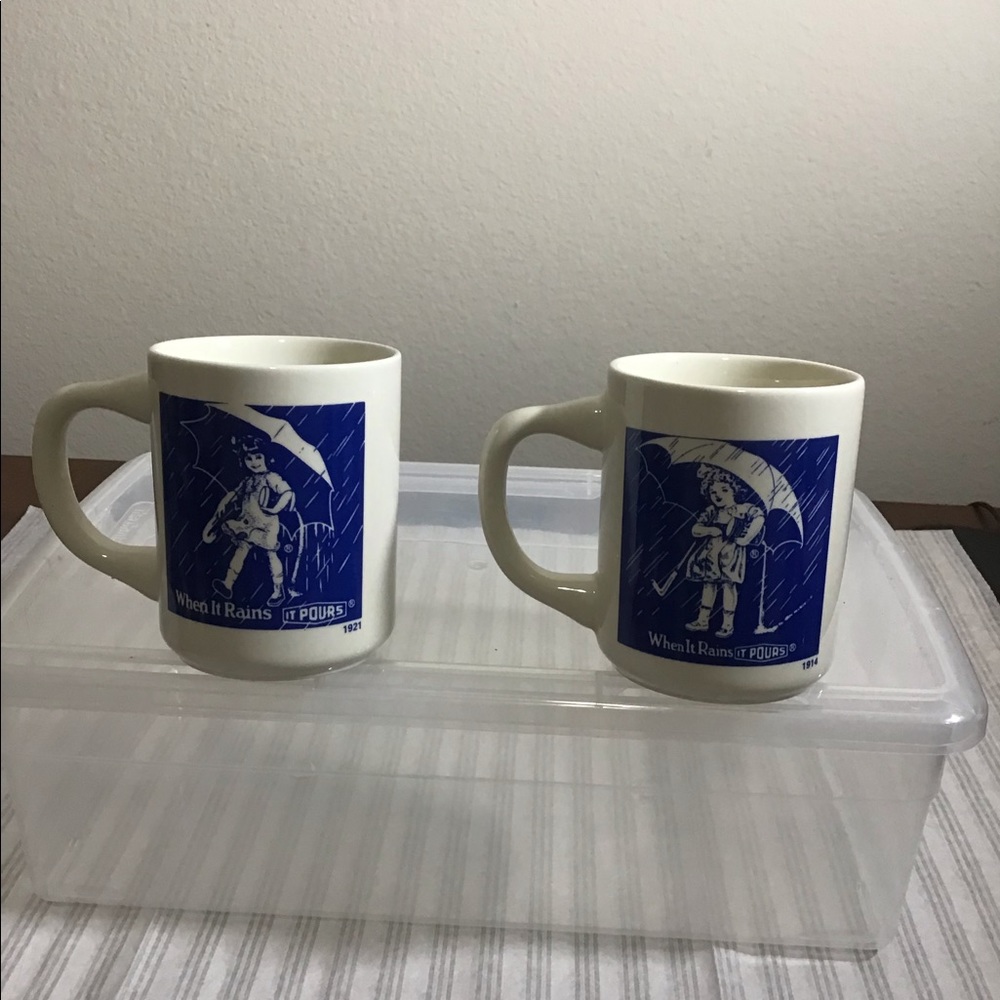 VTG Morton Salt Umbrella Girl Ads 1914, 1921 Cups